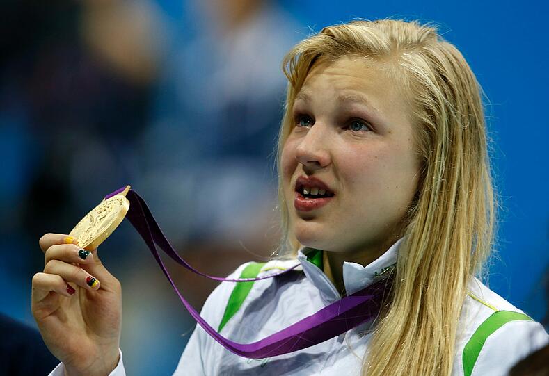 Auch sie sorgte in London für Aufsehen: Die 15-jährige Litauerin Ruta Meilutyte schnappte sich Gold über 100 Meter
Brust und verblüffte die internationale Konkurrenz.