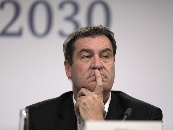 Markus Söder (CSU) bei einer Pressekonferenz nach der Sitzung des Klimakabinetts der Bundesregierung. Foto: Christoph Soeder