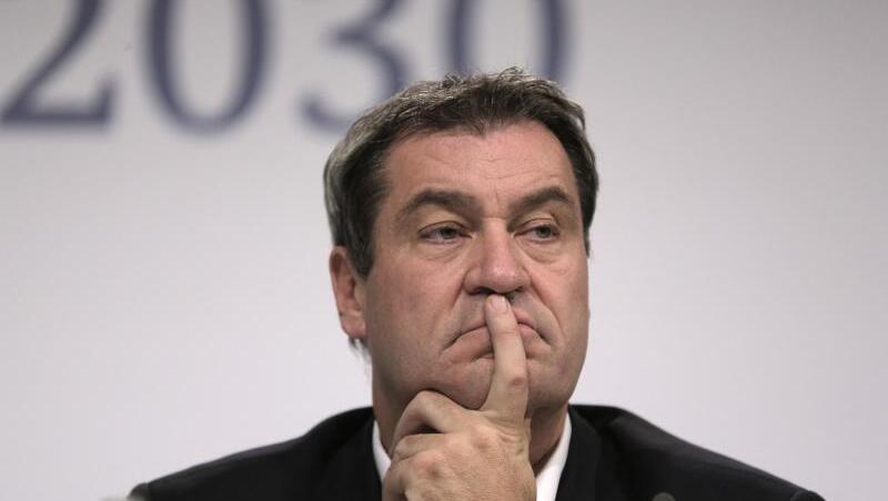 Markus Söder (CSU) bei einer Pressekonferenz nach der Sitzung des Klimakabinetts der Bundesregierung. Foto: Christoph Soeder