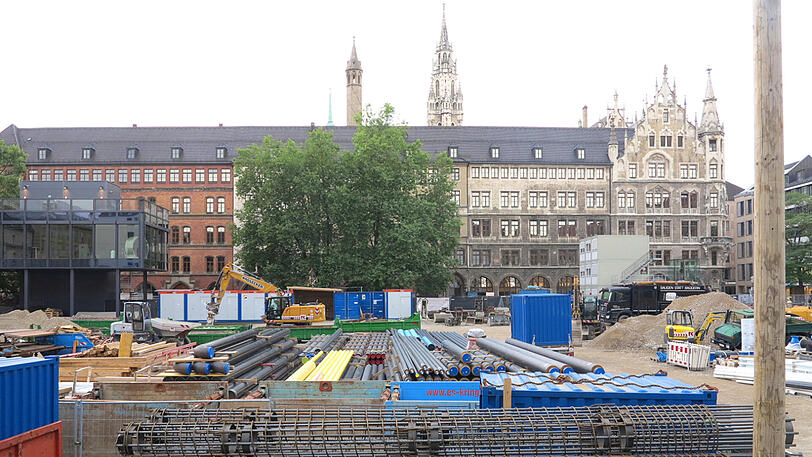 Riesen-Baustelle in der Innenstadt: So schaut's aktuell am Marienhof aus. Die Bauarbeiten für die Zweite Stammstrecke sind in vollem Gange.
