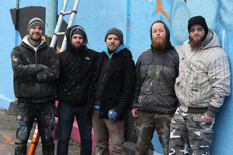 Die Crew: (von links) Benjamin Herzberg (Pyser), Benjamin Bulifa (Dout), Robert Posselt (Kult), Samuel Feustel (Zwist), Darko Pacalos (Sanz).
