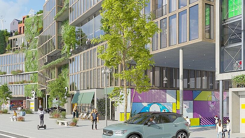 Unten wird geparkt, oben gearbeitet, gewohnt oder gemeinschaftlich verwaltet: Das modulare Konzept soll Platzprobleme lösen.