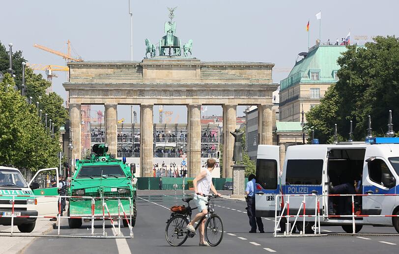 US-Präsident Obama spricht am Brandenburger Tor.