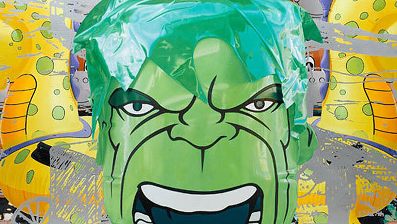 Sanftes grünes Monster: der Hulk in der Ausstellung. Sanftes grünes Monster: der Hulk in der Ausstellung.