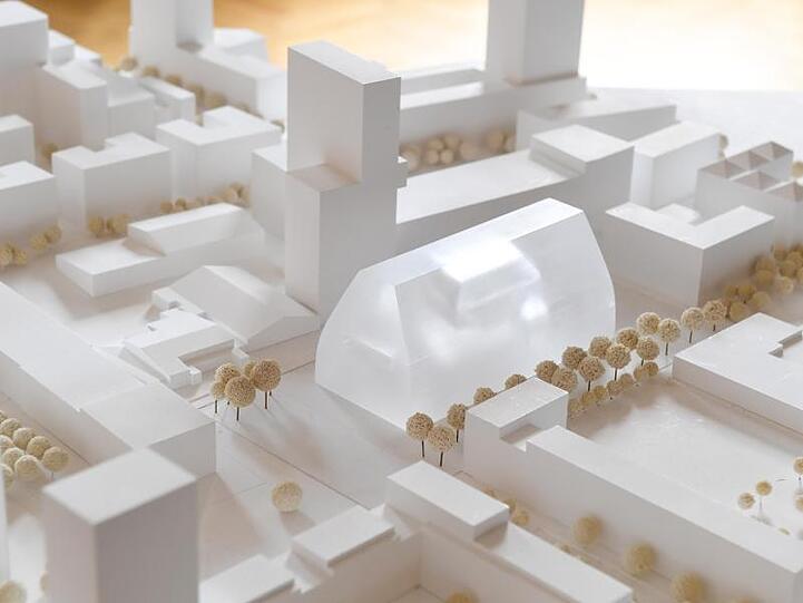 Das neue Münchner Konzerthaus als Modell. Foto: Tobias Hase/dpa/Archivbild