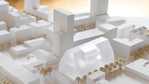Das neue Münchner Konzerthaus als Modell. Foto: Tobias Hase/dpa/Archivbild