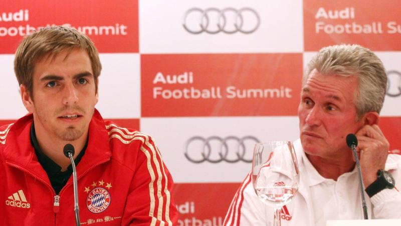 Bayern Münchens Philipp Lahm sitzt bei einer Pressekonferenz neben Jupp Heynkes. Foto: Anindito Mukherjee/EPA/dpa/Archivbild Bayern Münchens Philipp Lahm sitzt bei einer Pressekonferenz neben Jupp Heynkes. Foto: Anindito Mukherjee/EPA/dpa/Archivbild