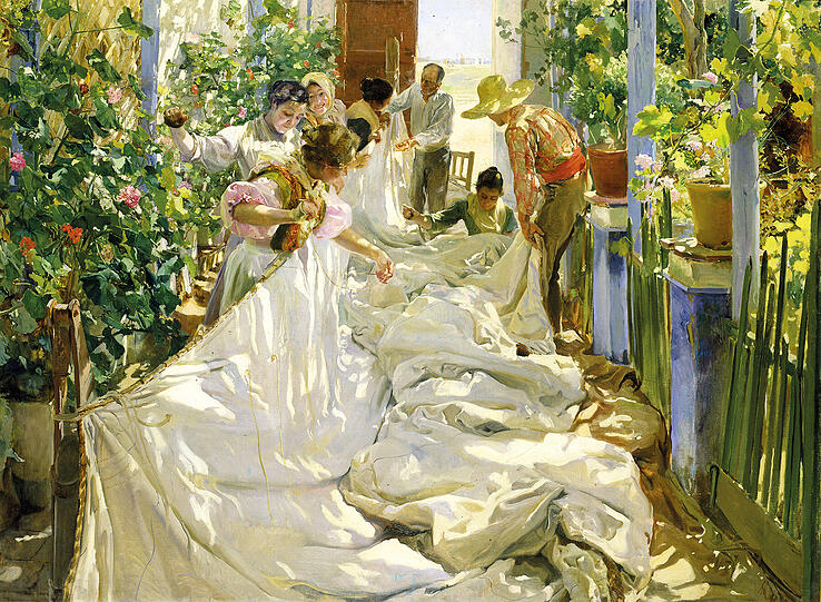 Joaquín Sorollas Feier des Lichts: &bdquo;Das Nähen des Segels&ldquo; (1896)