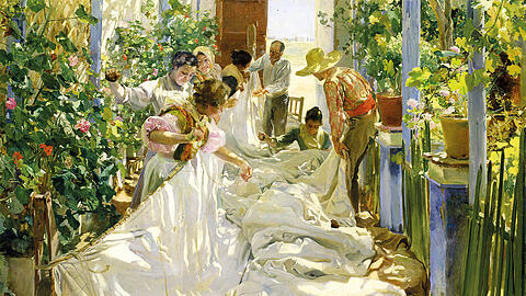 Joaquín Sorollas Feier des Lichts: &bdquo;Das Nähen des Segels&ldquo; (1896)