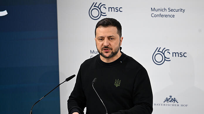 Wolodymyr Selenskyj, Präsident der Ukraine, spricht während der 60. Münchner Sicherheitskonferenz.