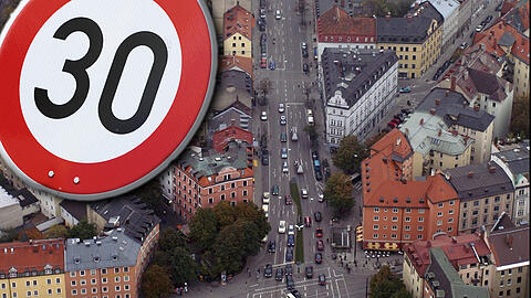 Die Rosenheimer Straße von oben. Hier soll bald für Autofahrer Tempo 30 herrschen.