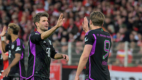 Thomas Müller (l.) schnürte gegen Union Berlin einen Doppelpack.