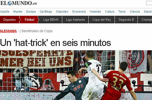 "Ein Hattrick in sechs Minuten", schreibt das spanische Portal "El Mundo".