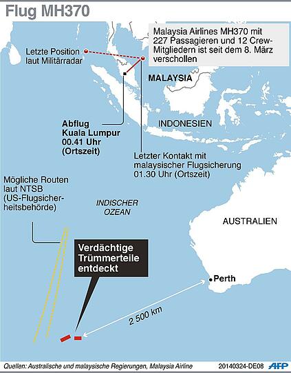 Westlich von Perth wurden die Trümmer des Flugzeugs gefunden.