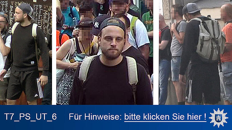 Nach diesen Personen wird öffentlich gefahndet. Die Polizei in Hamburg wird erreicht unter 040/4286-76543.