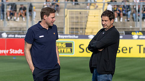 Sechzigs Sportchef Dr. Christian Werner (l.) und Trainer Argirios Giannikis.