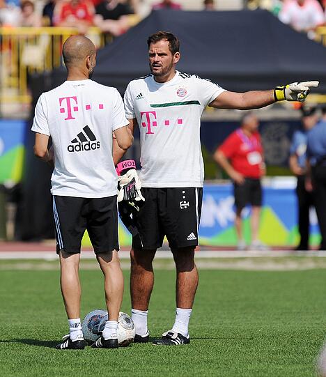 Die Bayern trainieren ein letztes Mal vor dem Testspiel gegen Brescia Calcio.