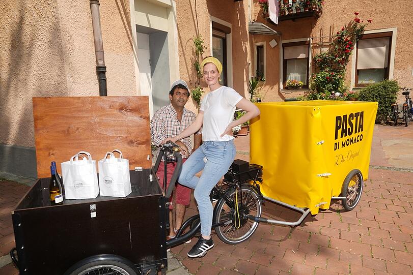 Mit dem Lastenrad wird im Moment persönlich ausgeliefert.