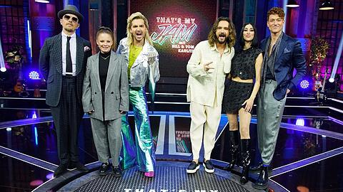 Erste Staffel von "That's My Jam mit Bill & Tom Kaulitz": Jan Delay, Jasna Fritzi Bauer, Bill und Tom Kaulitz, Elif und Daniel Donskoy (v.l.n.r.)