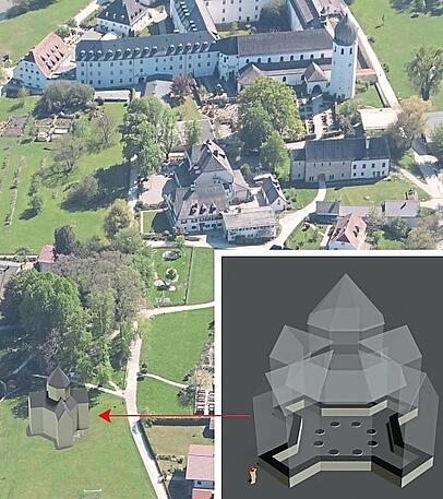 Die Fraueninsel mit der Visualisierung.