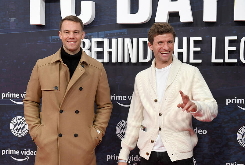 Gut gelaunt bei der Doku-Premiere: Manuel Neuer (l.) und Thomas Müller.