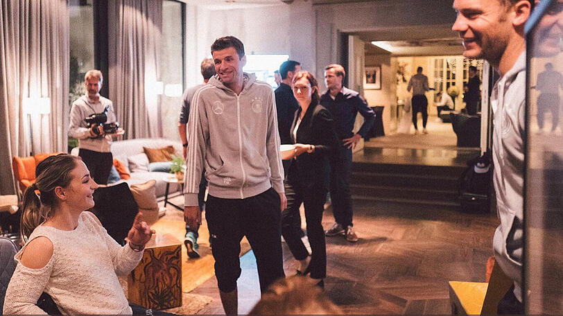 Olympiasiegerin und Bayern-Stars: Kristina Vogel, Thomas Müller und Manuel Neuer.