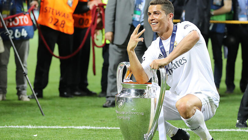 Cristiano Ronaldo: So feierte er im Vorjahr den elften Titel Real Madrids in der Köngsklasse. Cristiano Ronaldo: So feierte er im Vorjahr den elften Titel Real Madrids in der Köngsklasse.