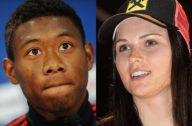 Bayern-Profi David Alaba (links) wünschte dem schwer verletzten Ski-Star Anna Fenninger gute Besserung.