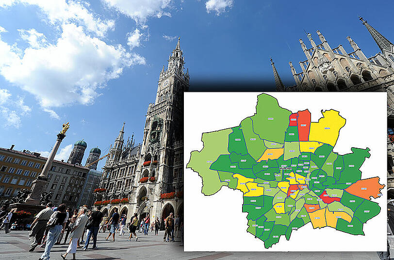 Schulden in München: In der Tabelle unten listen wir die Quoten nach Stadtvierteln auf.