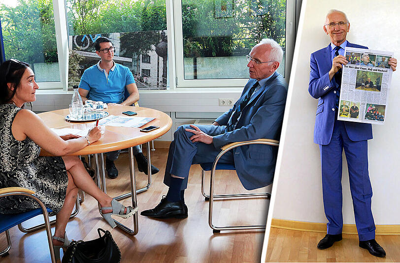 Der Noch-KVR-Chef Blume-Beyerle (r.) mit den AZ-Redakteuren Irene Kleber und Florian Zick.