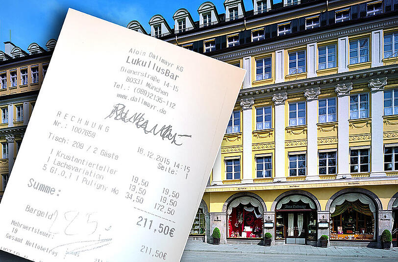 172,50 € für einen halben Liter Wein in Dallmayrs Lukullus Bar &ndash; die Binders sind empört: "Wir fanden es ein absolut unseriöses Verhalten eines Obers, den Gast auf so einen Preis nicht aufmerksam zu machen."