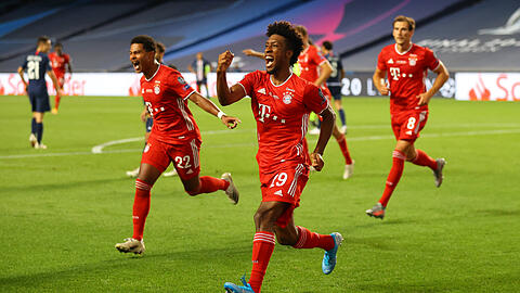 Grenzenloser Jubel: Kingsley Coman (m.) ebnet mit seinem 1:0 den Weg zum zweiten Triple der Vereinsgeschichte.