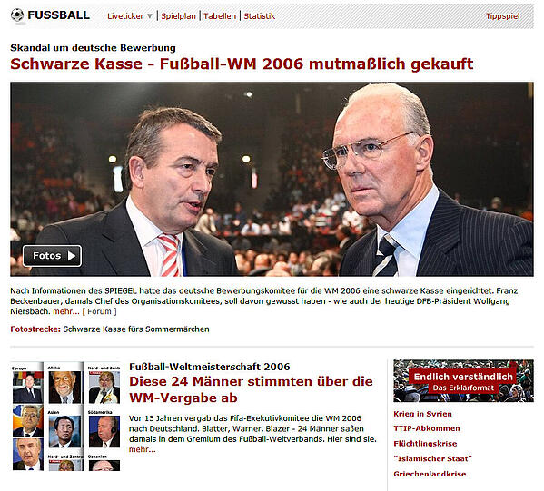 Der Spiegel stellt den DFB an den Pranger: Wurde die WM 2006 gekauft?