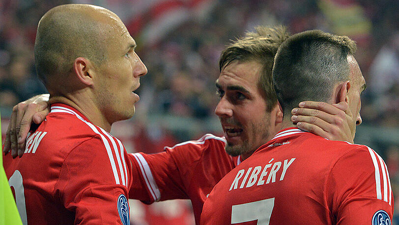 Trio aus der alten Garde des FC Bayern: Arjen Robben, Philipp Lahm und Franck Ribéry (von links). Trio aus der alten Garde des FC Bayern: Arjen Robben, Philipp Lahm und Franck Ribéry (von links).