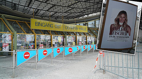 Der Eingang zur Ost-Seite der Olympiahalle ist drei Stunden vor Einlassbeginn noch leer. Nach der fünftägigen Konzertreihe im Februar tritt Helene Fischer das nächste Mal im Juni in München auf. Bei sommerlichen Temperaturen werden die Fans möglicherweise wieder früher Schlange stehen.