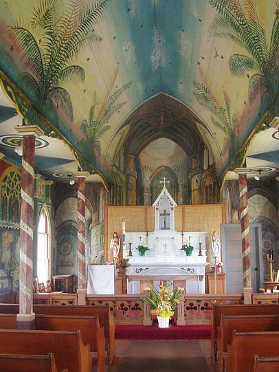 Die &bdquo;Painted Church&ldquo;, die bemalte Kirche in der Nähe von Kailua-Kona auf der Insel Big Island.