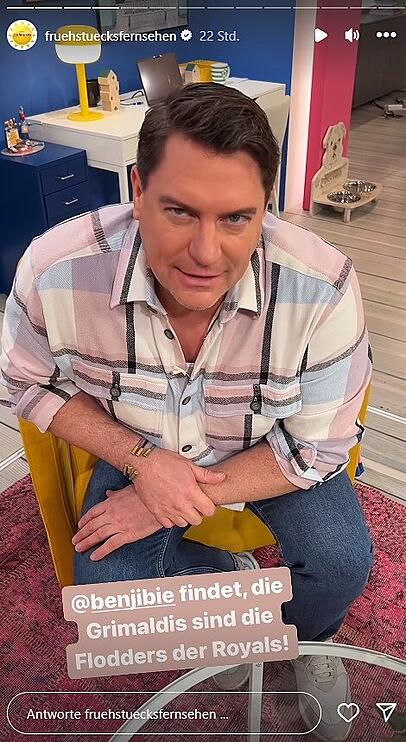 Benjamin Bieneck in der Instagram-Story des "Sat.1 Frühstücksfernsehen"