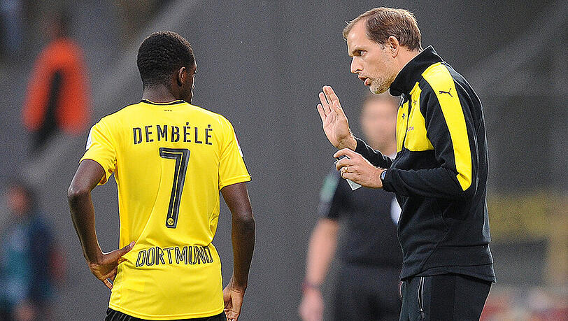 Ousmane Dembélé - hier mit BVB-Coach Thomas Tuchel - musste kurzfristig auf seinen Einsatz im EM-Qualifikationsspiel mit der französischen U21-Nationalmannschaft in Nordirland verzichten. Ousmane Dembélé - hier mit BVB-Coach Thomas Tuchel - musste kurzfristig auf seinen Einsatz im EM-Qualifikationsspiel mit der französischen U21-Nationalmannschaft in Nordirland verzichten.