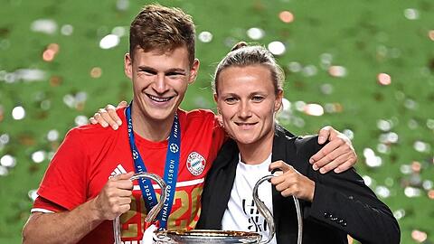 Triumphale Bayern-Zeiten: Kathleen Krüger mit Joshua Kimmich nach dem Champions-League-Sieg 2020 in Lissabon.