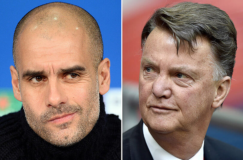 Louis van Gaal könnte als Trainer von Manchester United Pep Guardiola als zukünftigem Trainer von Manchester City den Start in England gründlich verderben.