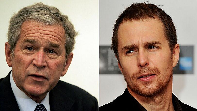 Besonders ähnlich sehen sie sich auf den ersten Blick nicht: Sam Rockwell wird in "Cheney" wohl den frühren US-Präsidenten George W. Bush (links) spielen.