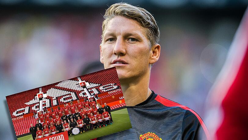 Auf dem Mannschaftsfoto von Manchester United ist Bastian Schweinsteiger nicht zu finden. Auf dem Mannschaftsfoto von Manchester United ist Bastian Schweinsteiger nicht zu finden.