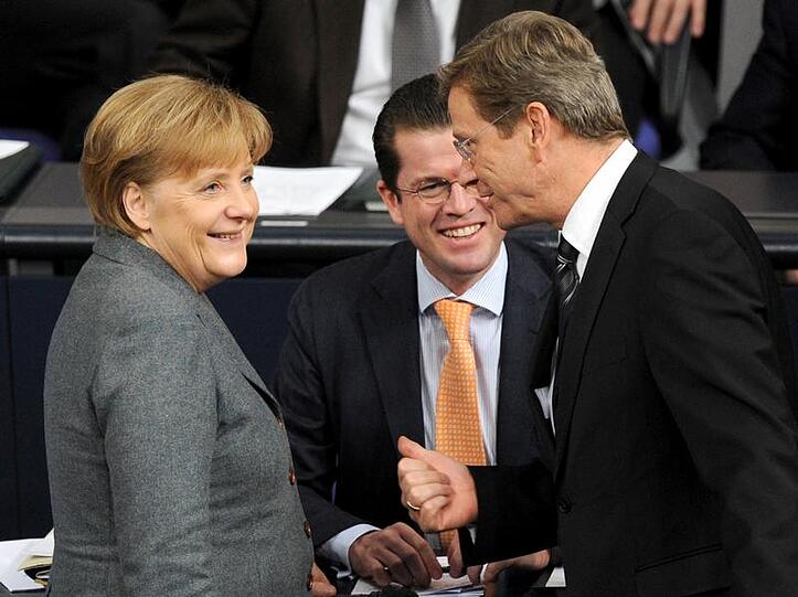 Schwarz-Gelb hätte zurzeit keine Mehrheit. Kanzlerin Merkel schaffte es aber auf Platz zwei der Beliebtheitsskala. Westerwelle schneidet schlechter ab. Guttenberg bekommt die beste Bewertung.