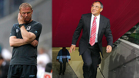 Zuletzt beim FC Fulham in England gefeuert: Felix Magath, der im Moment ohne Trainerjob ist (r). Verdrängt er Torsten Fröhling beim TSV 1860?