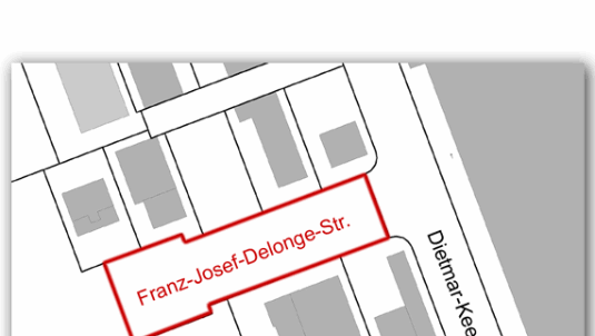 Hier verläuft die Franz-Josef-Delonge-Straße. Hier verläuft die Franz-Josef-Delonge-Straße.