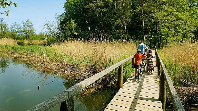 Auf der Seenplatte fährt man über Holzbrücken.