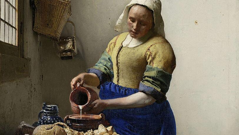 Selbst das Brot schillert: "Dienstmagd mit Milchkrug" ist ein von Vermeer in den Jahren 1658 bis 1660 geschaffenes Ölgemälde. Selbst das Brot schillert: "Dienstmagd mit Milchkrug" ist ein von Vermeer in den Jahren 1658 bis 1660 geschaffenes Ölgemälde.
