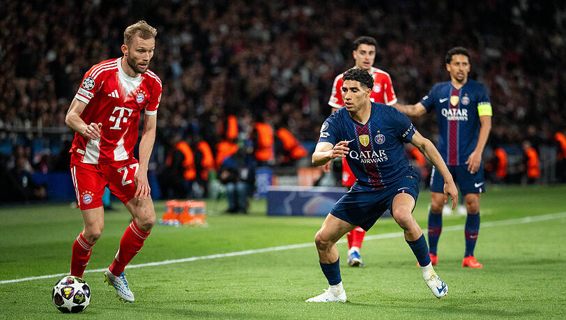 Auch er hatte es schwer: Konrad Laimer (l.) gegen Achraf Hakimi.