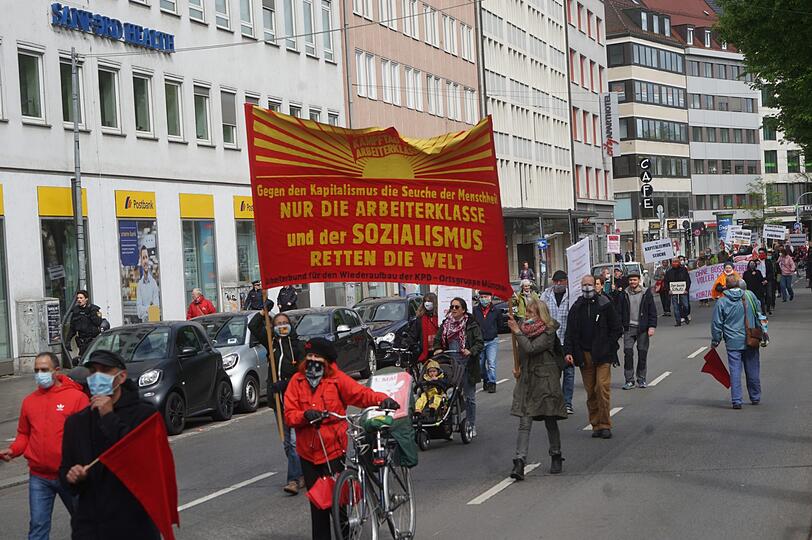 Protestaktionen zum Maifeiertag in München.