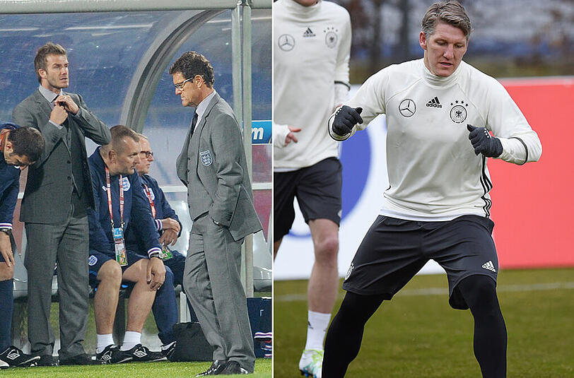 2010 nahm Fabio Capello David Beckham als Betreuer mit zur WM nach Südafrika. Ein Szenario, das auch für Bastian Schweinsteiger bei der EM in Frankreich in Frage kommt, sollte er nicht rechtzeitig fit werden.
